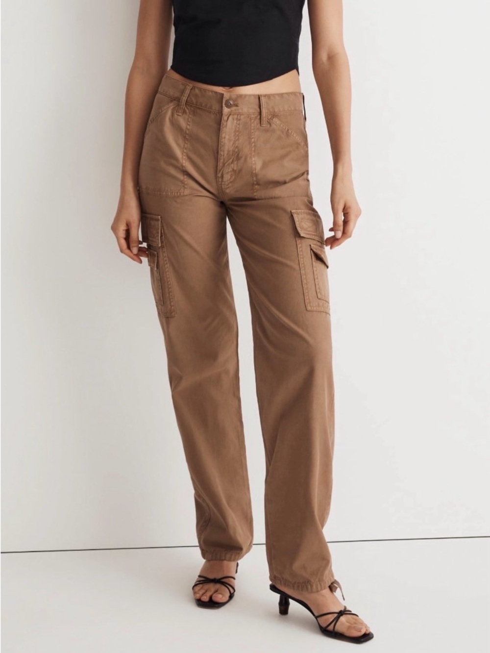 NWT Madewell Garment-Dyed Low-Slung Straight Cargo Pants in Rustic Wood Size 26